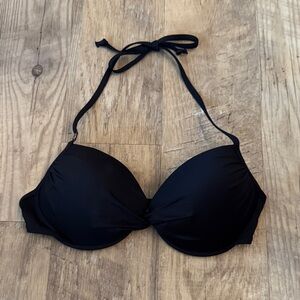 Victoria's Secret Black Twist Front Bikini Top Size 34D